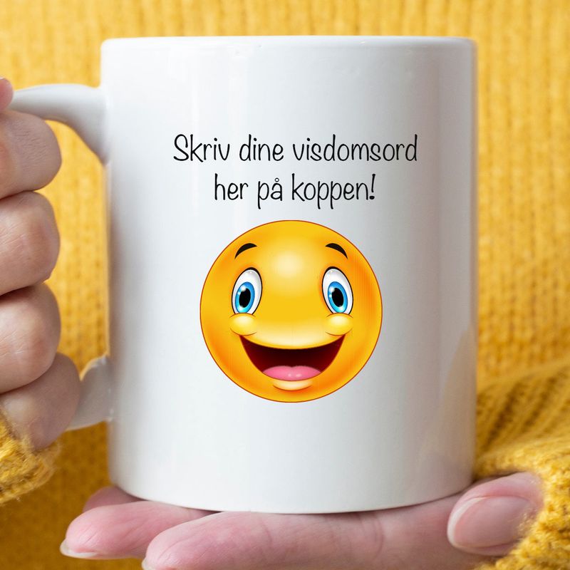 Kopp 'Din tekst med smiley' 