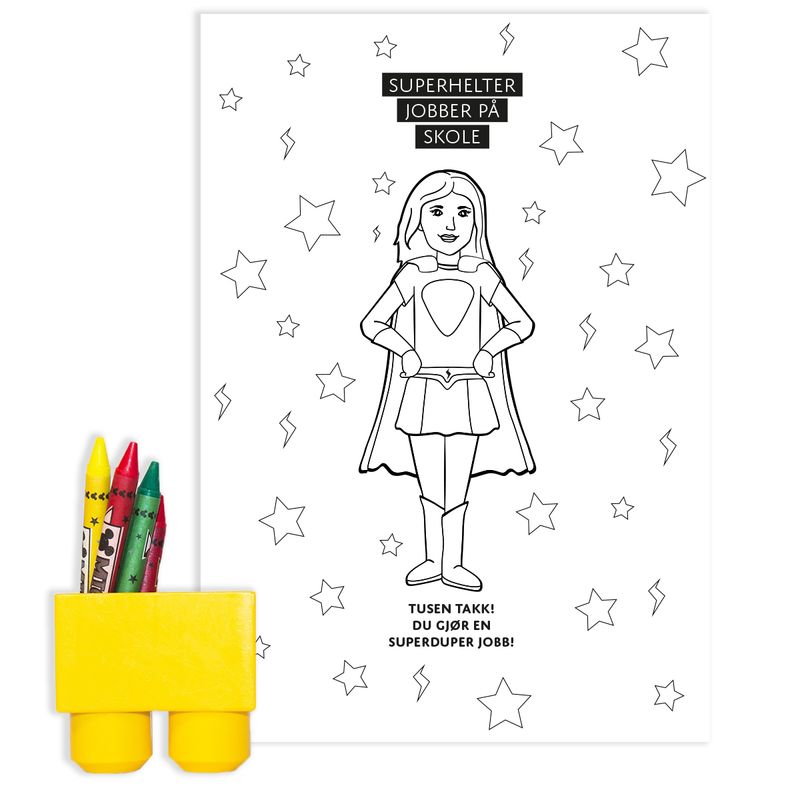 Superhelt Skole Dame - Gavepapir