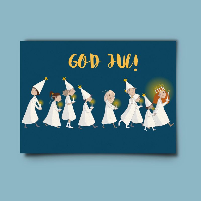 Julekort: Luciatoget