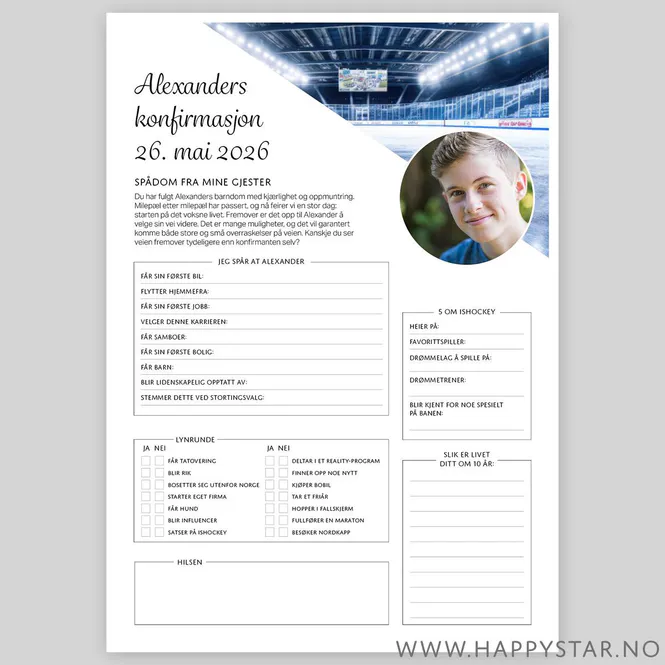 Hovedbilde Spådomsark personlig Ishockey