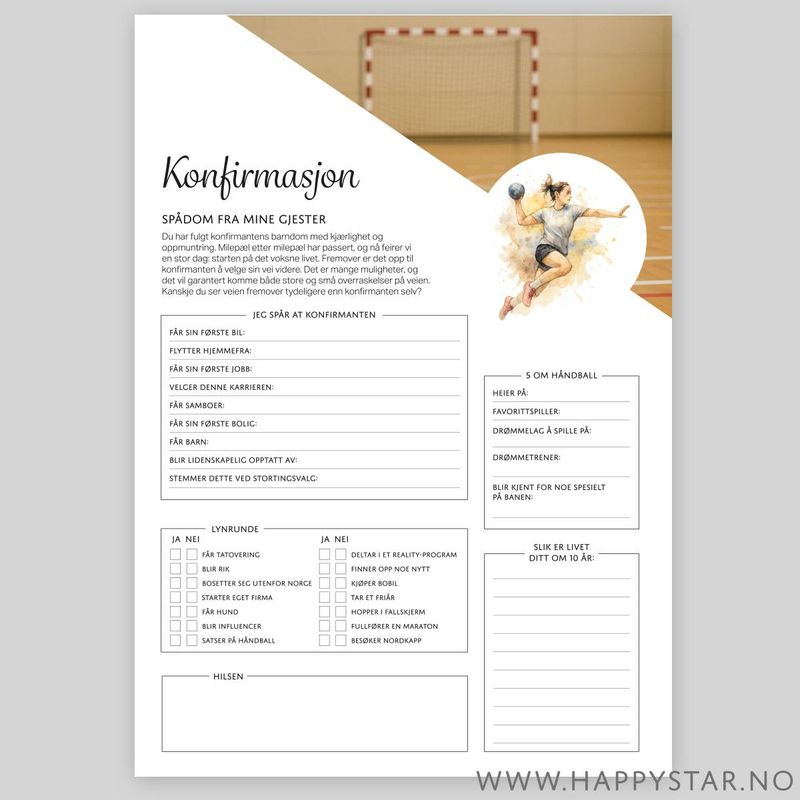 Spådomsark Håndball jente