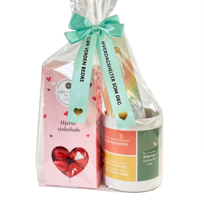  Gavepakke 'Barnehagedagen' med med hjertesjokolade og blyanter