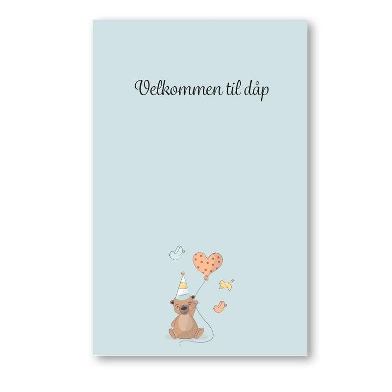 Velkommen til dåp  - Blå - Enkle Bordkort 20stk