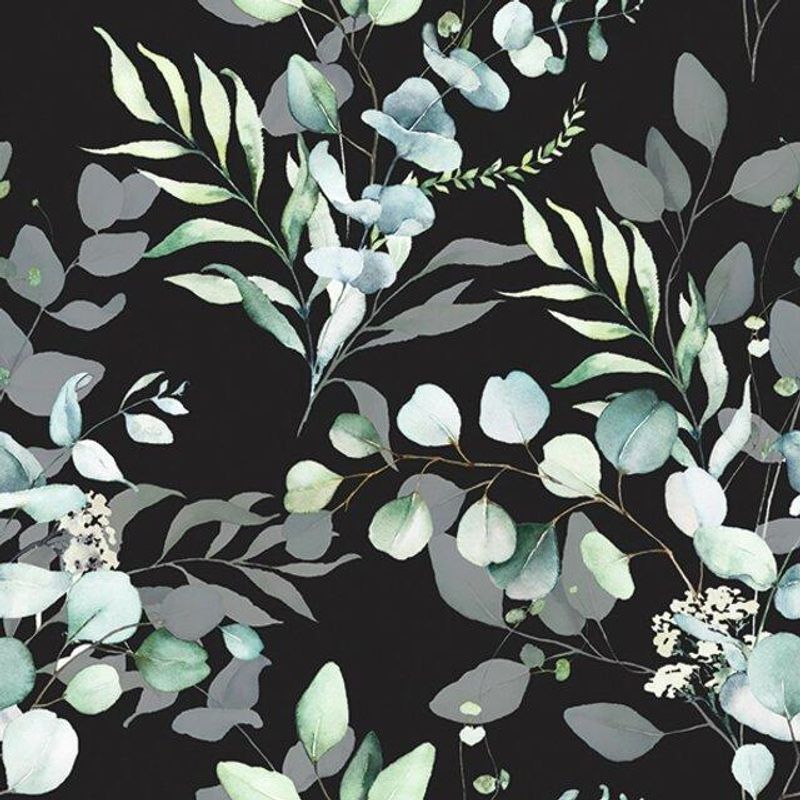 Lunsjserviett: Eucalyptus All Over Black