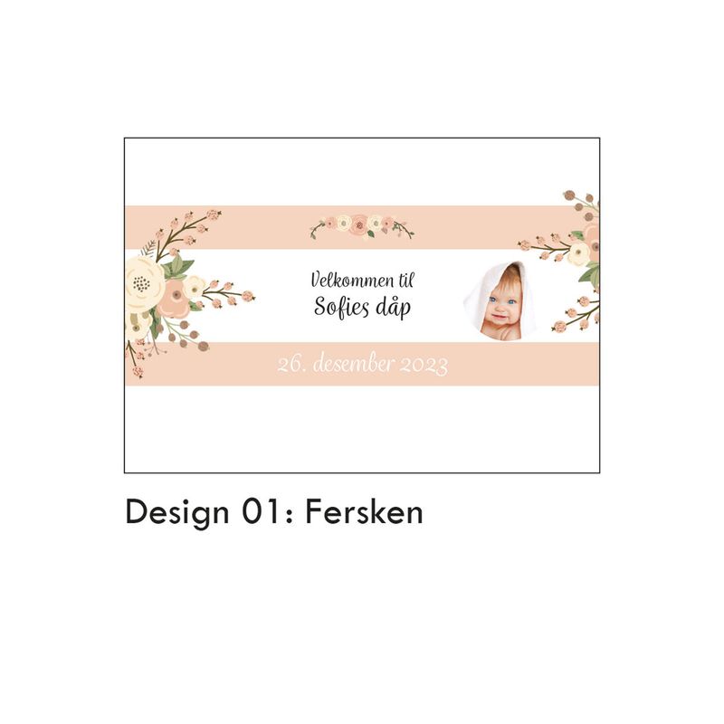 Kinder omslag dåp/navnefest med personlig bilde/tekst 